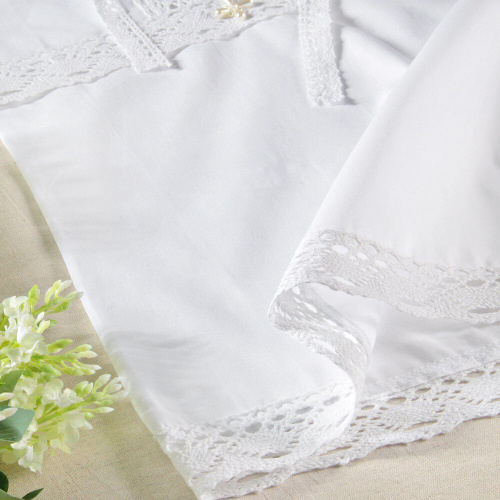 Комплект для крещения "Классика" белый: рубашка и чепчик, размер 62 фото 9