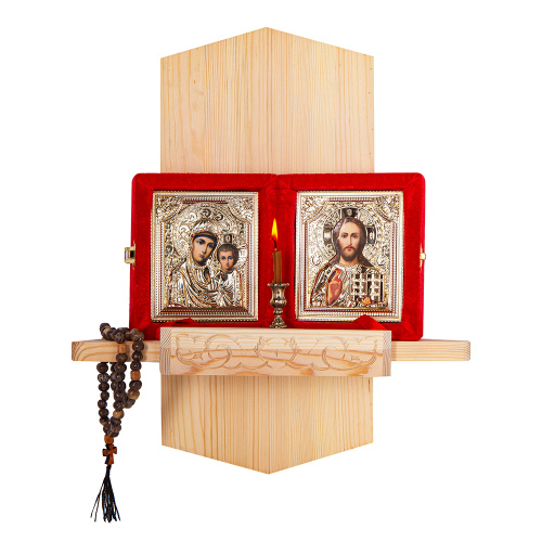 Полка для икон "Суздальская" угловая, цвет "натуральное дерево", 1 ярус