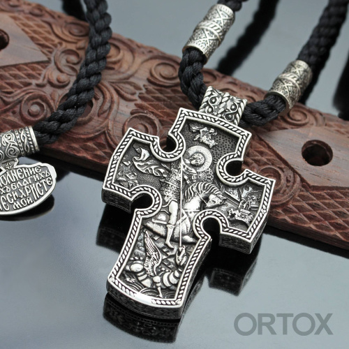 Нательный крест деревянный в серебряном окладе, 3,6х5,5 см фото 5