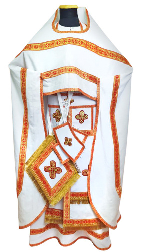 Иерейское облачение белое легкое, смесовая льняная ткань, вышивка фото 3