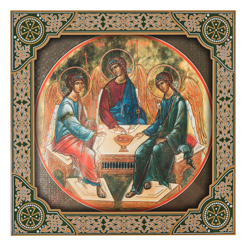 Икона Святой Троицы, 25х25 см, багетная рамка фото 4