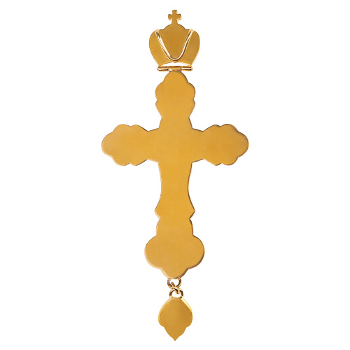 Крест наперсный латунный прорезной литой с позолотой, фианиты, 7х15,5 см фото 3