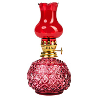 Лампа масляная из красного стекла, высота 19 см