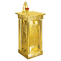 Панихидный стол на 36 свечей "Иерусалимский", колонны, чеканка, 40х40х92 см