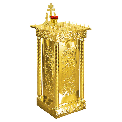 Панихидный стол на 36 свечей "Иерусалимский", колонны, чеканка, 40х40х92 см