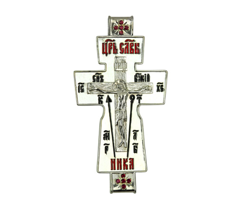Крест параманный из серебра, с эмалью