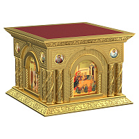 Облачение на престол "Романовское" с иконами, цвет "золото", 140х140х105 см