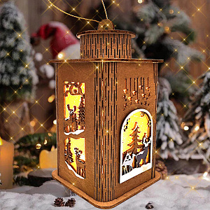 Рождественский фонарь с подсветкой, 8,5х16 см (декор)