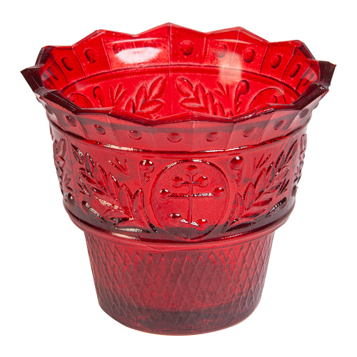 Стаканчик для лампады "Ландыш" красный, 8,5х7 см