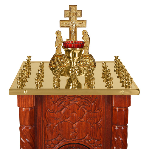 Панихидный стол на 36-50 свечей "Суздальский", цвет "кипарис", тумба, резьба, 46х46х100 см фото 7