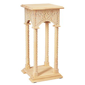 Подставка церковная "Суздальская", цвет "натуральное дерево", колонны, резьба, 46х46х100 см (с покрытием лаком)