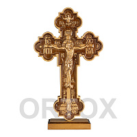 Крест резной выносной фигурный на подставке, бук, 26х52 см, У-0627
