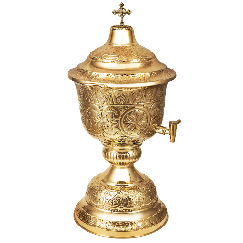 Водосвятный бак на 8 л, с краном, латунь, 39х70 см