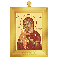 Икона Божией Матери "Феодоровская" в позолоченной рамке с крестом