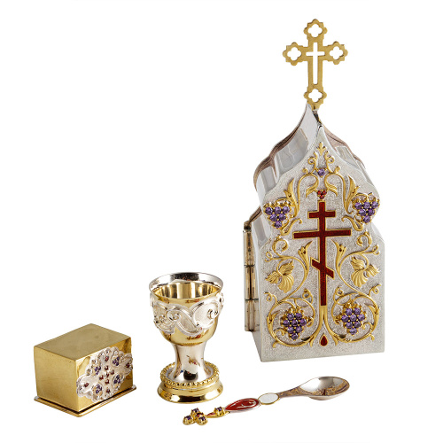 Дароносица "Виноградная лоза" из ювелирного сплава, высота 13,5 см фото 2