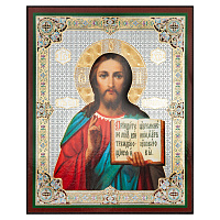 Икона Спасителя "Господь Вседержитель", оргалит, 11,3х13,8 см