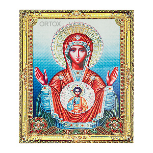 Алмазная мозаика "Икона Божией Матери "Знамение" на подрамнике, 40х50 см (19 цветов страз)