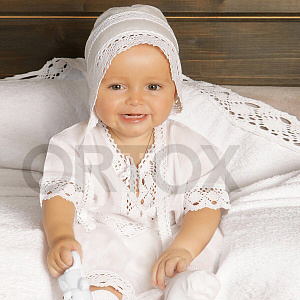 Комплект для крещения "Классика" белый: рубашка, чепчик, пеленка, размер в ассортименте (размер 62)