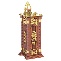 Панихидный стол на 36-50 свечей "Суздальский", цвет "кипарис" с золотом (поталь), тумба, резьба, 46х46х100 см