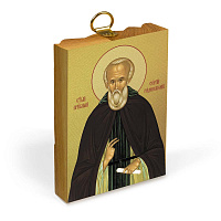 Икона преподобного Сергия Радонежского на деревянной основе, на холсте с золочением