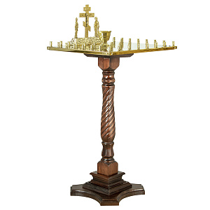 Панихидный стол на 50 свечей "Костромской" темный, колонна, 50х50х95 см (ясень, сосна)