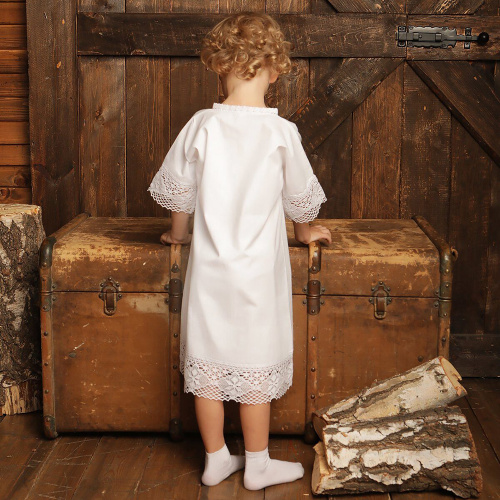 Рубашка для крещения "Лучик" белая из бязи, размер в ассортименте фото 4