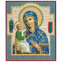 Икона Божией Матери "Иерусалимская", 15х18 см, бумага, УФ-лак