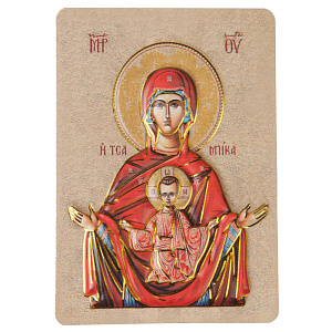 Магнит с иконой Божией Матери "Знамение", 7х10 см (металл)
