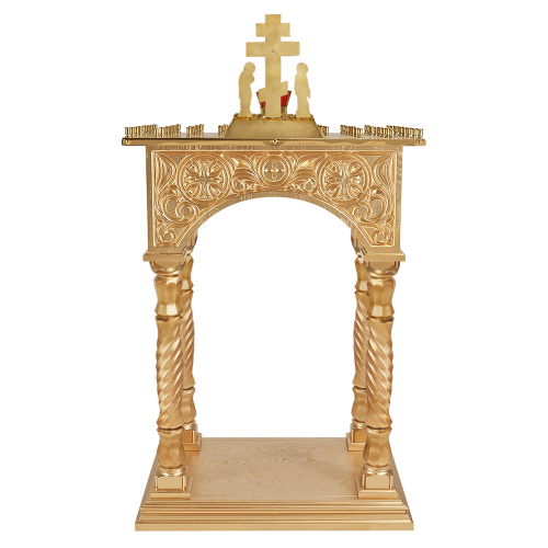 Панихидный стол на 70 свечей "Тверской" позолоченный, колонны, резьба, 70х50х96 см фото 5