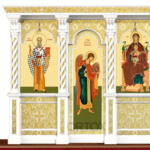 Иконостас "Владимирский" одноярусный белый с золотом (поталь), 690х282х40 см №2 фото 6