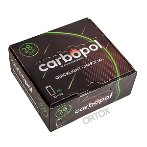 Уголь быстроразжигаемый "Carbopol", 100 таблеток, Ø 28 мм (бездымный)