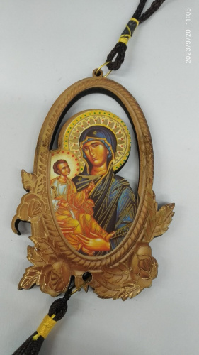 Икона Божией Матери "Шуйская-Смоленская" подвесная в машину, фанера, У-0822 фото 2