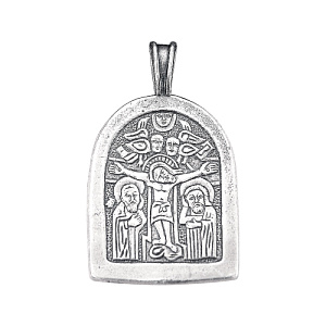 Подвеска-иконка «Распятие Христа», серебрение, 2,7х4 см (латунь)