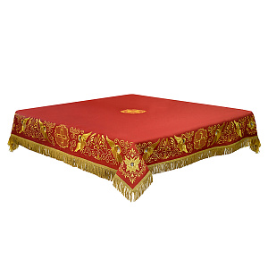 Пелена на престол красная, атласный шелк, вышивка (витая бахрома)