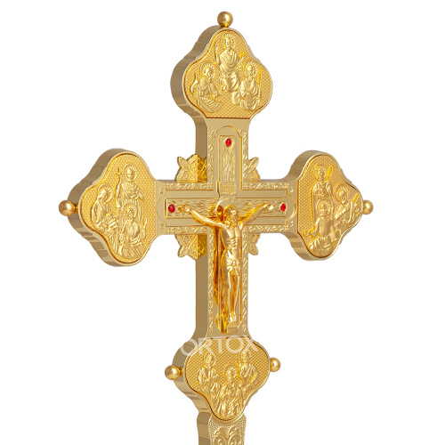 Крест напрестольный, гравировка, камни, цвет "под золото", 19,5х31 см фото 3