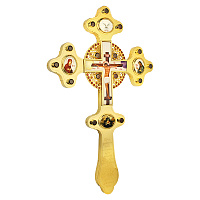 Крест напрестольный из ювелирного сплава в позолоте с фианитами, 23х36,5 см