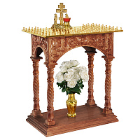 Панихидный стол на 100 свечей "Тверской", цвет "кипарис", колонны, резьба, 85х50х96 см
