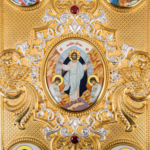 Евангелие напрестольное, латунный оклад в позолоте и серебрении, фианиты, 30х35 см фото 16