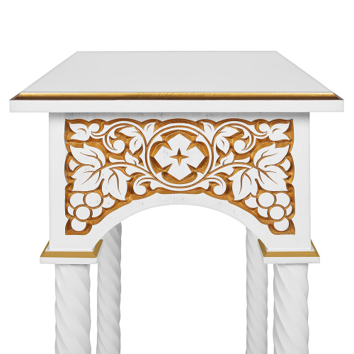 Подставка церковная "Суздальская", белая с золотом (патина), колонны, резьба фото 6