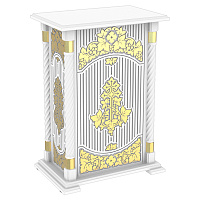Подставка церковная "Суздальская" белая с золотом (поталь), резьба, 70х46х100 см