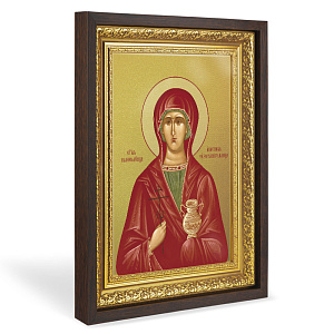 Икона великомученицы Анастасии Узорешительницы, в широком багете, цвет "темный дуб", на холсте, с золочением (33,5х42,2 см (под икону А4))