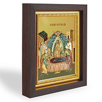 Икона Успения Пресвятой Богородицы, в узком багете, цвет "темный дуб", на холсте, с золочением