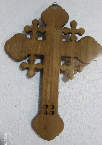 Крест настенный деревянный с распятием из цинкового сплава, 19,5х27 см, У-0836 фото 7
