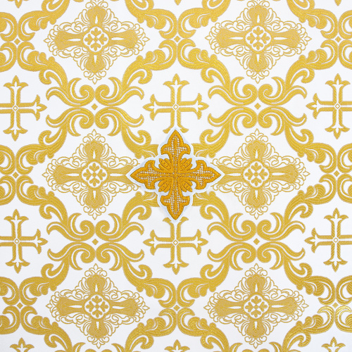 Пелена на престол с вышитыми херувимами белая с золотом, шелк фото 5
