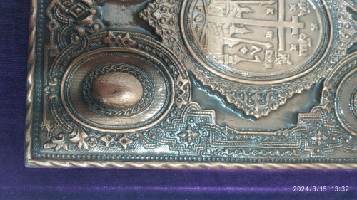Евангелие требное среднее фиолетовое, оклад "под бронзу", бархат, 17х22 см, У-1147 фото 5