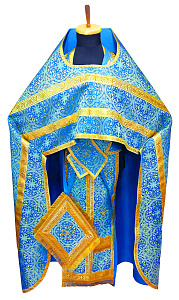 Иерейское облачение голубое, парча, золотой галун (машинная вышивка)
