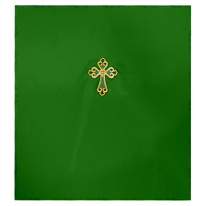 Катапетасма с вышитым крестом, креп-сатин, 140х320 см (зеленый)