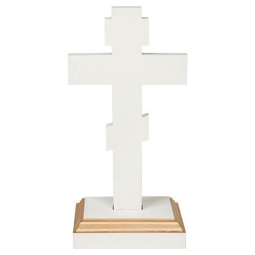 Крест настольный белый с золотом (патина), с подставкой, 17х3,8х31,5 см фото 4