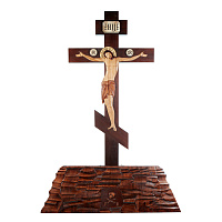 Крест-голгофа напольная, художественная тонировка, резьба, 278 см