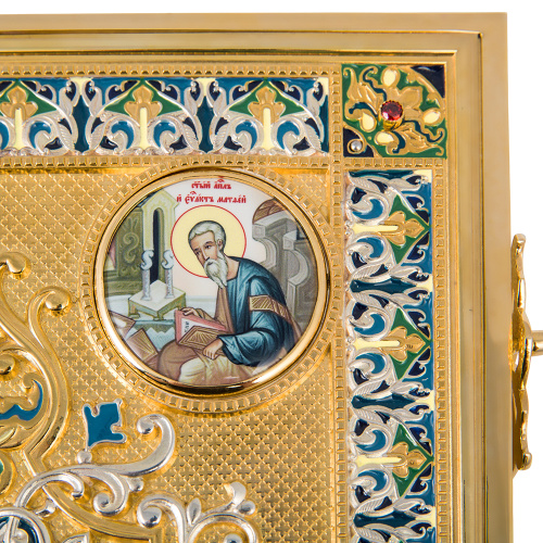 Евангелие напрестольное, латунный оклад в позолоте, фианиты и эмаль, 30х35 см фото 13